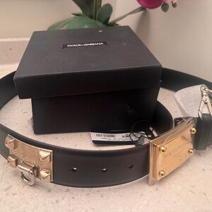 Dolce & Gabbana Black Belt with Gold Accents